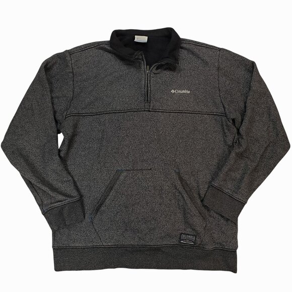 Columbia Mens Heathered Gray 1/4 Zip Pullover Sweatshirt With Kangaroo Pocket L - Picture 1 of 11